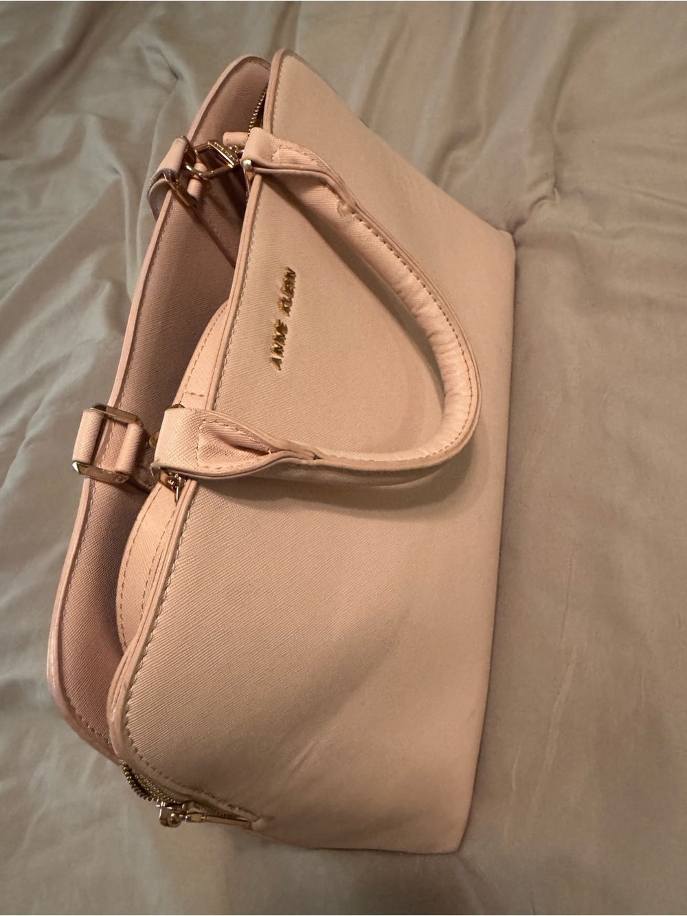 Anne Klein Pale Blush Satchel with Gold Hardware